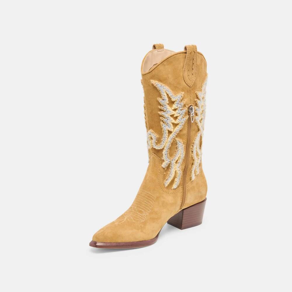 NEW DOLCE VITA women's vila suede boots in caramel - Picture 4 of 4